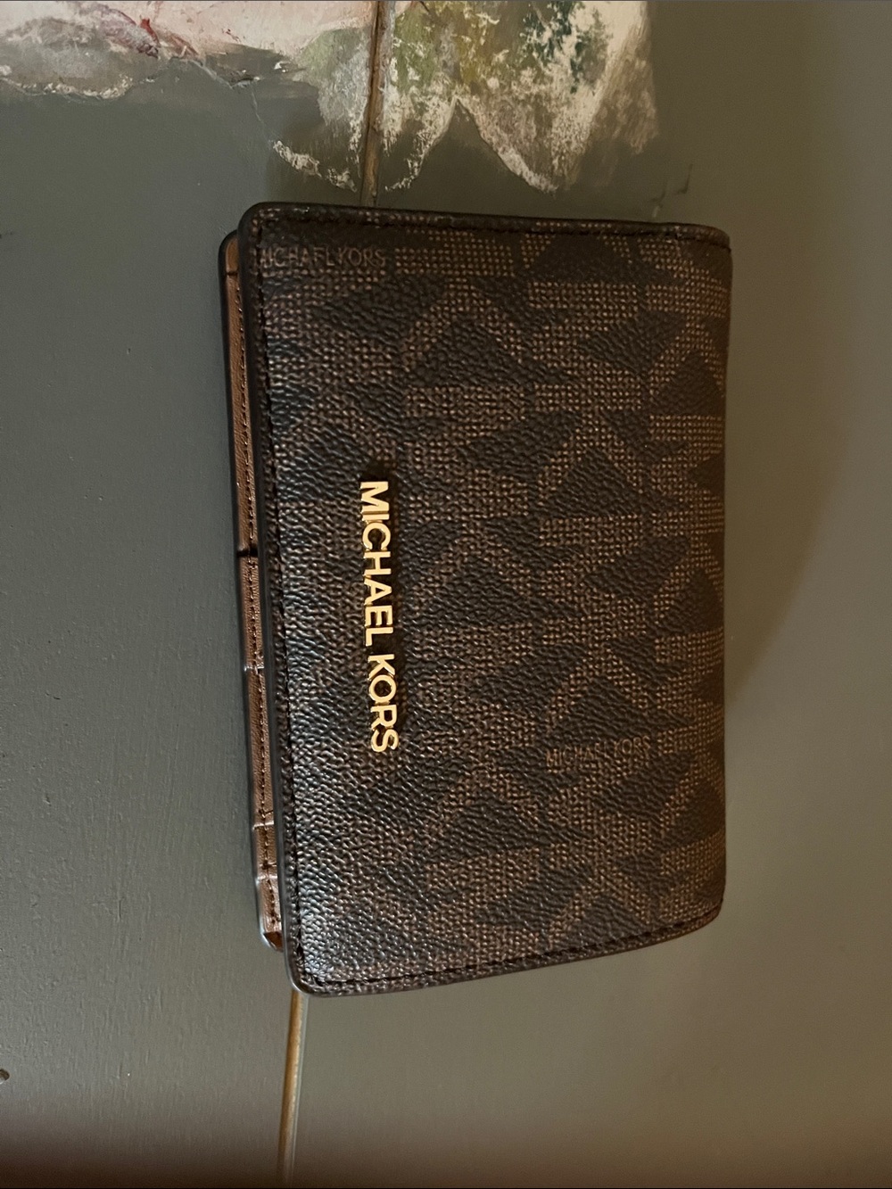 Michael Kors Tan Leather Compact Wallet with Gold Hardware
